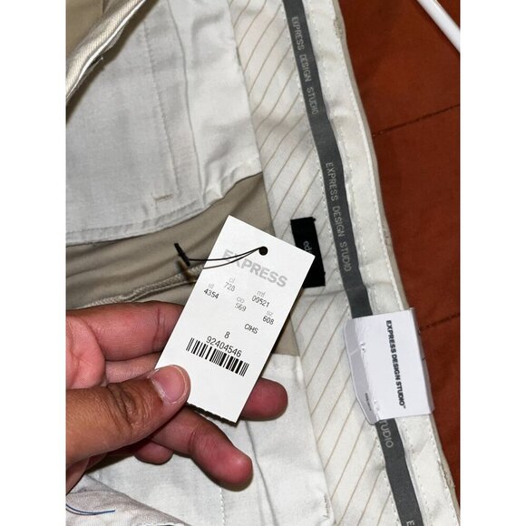 NWT Express Design Studio Beige Wide Leg Dress Khaki Women's Pants Size 8 - Picture 7 of 12
